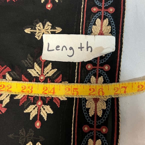 Sundance‎ Silk Embroidered Blouse XS Long Sleeve Black Sheer Boho Top Festival - Picture 9 of 15